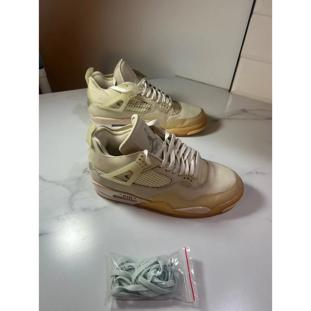 Jordan 4 Retro Off-White Sail CV9388-100 Mens Size 12 Cream Sneakers‎